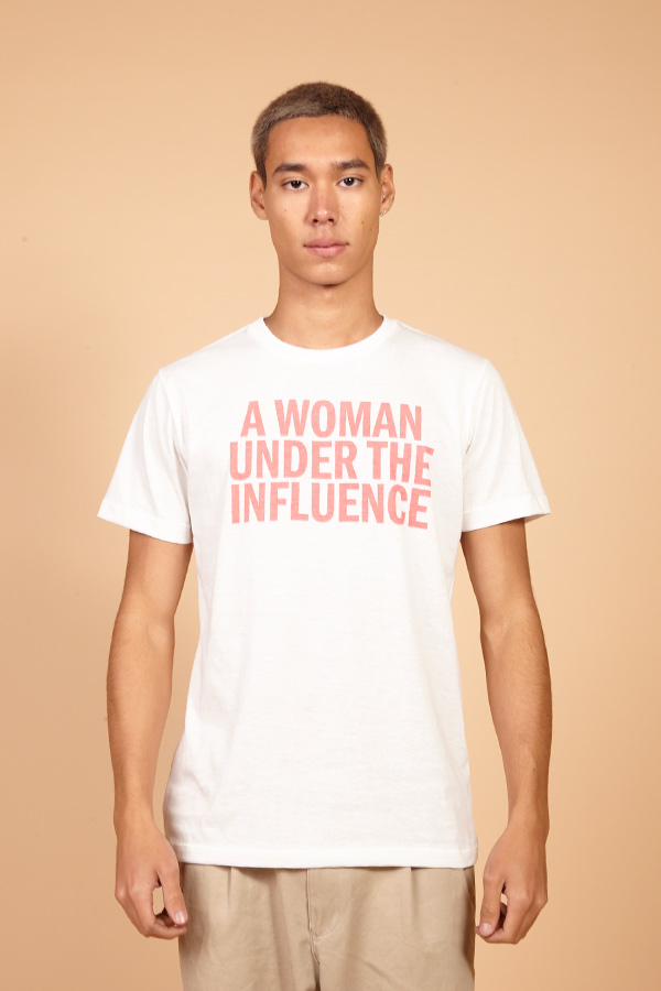 Camiseta de malha off-white estampada AMP Woman Under The Influence