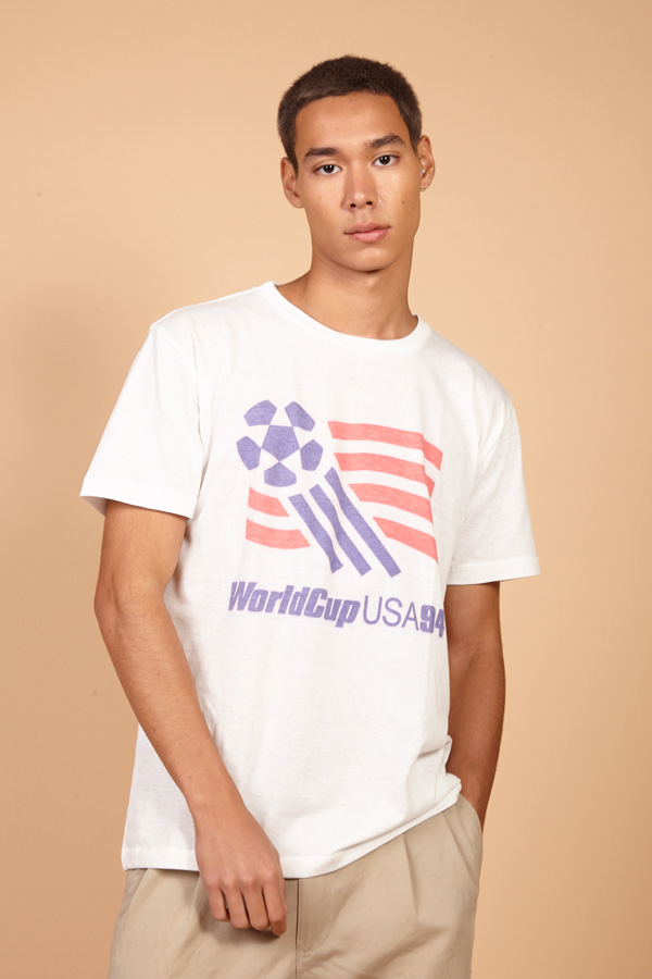 Camiseta de malha off-white estampada AMP World Cup 94