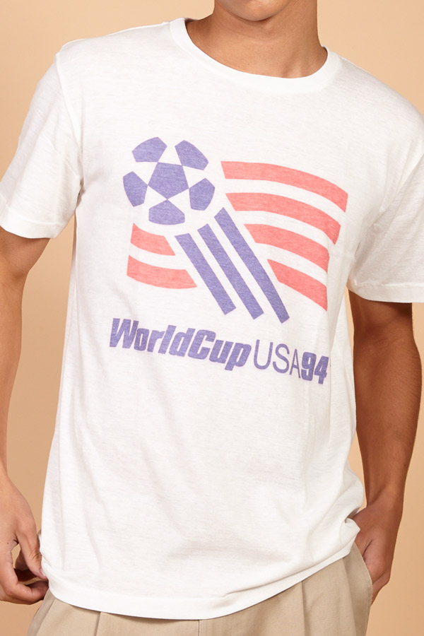 Camiseta de malha off-white estampada AMP World Cup 94