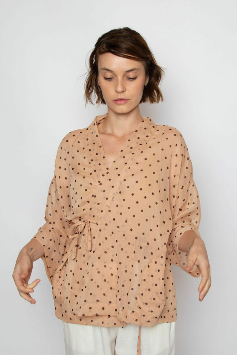 Kimono AMP Bege Bolinhas - Imagem 3