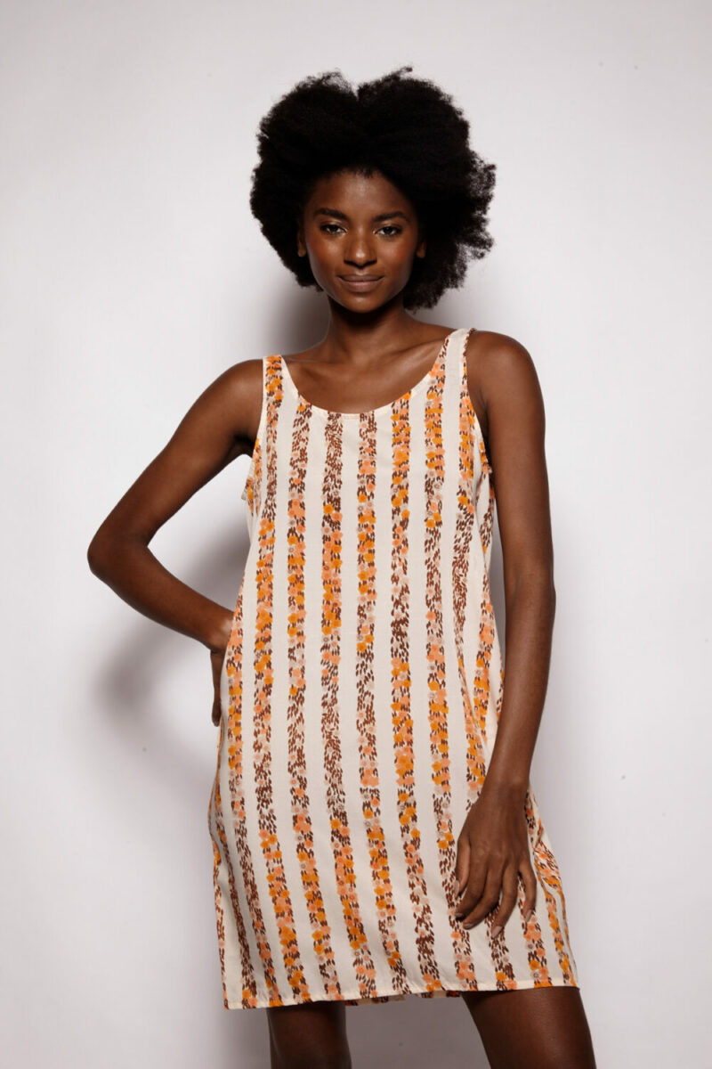 Vestido AMP Regata Botões Listrado Floral