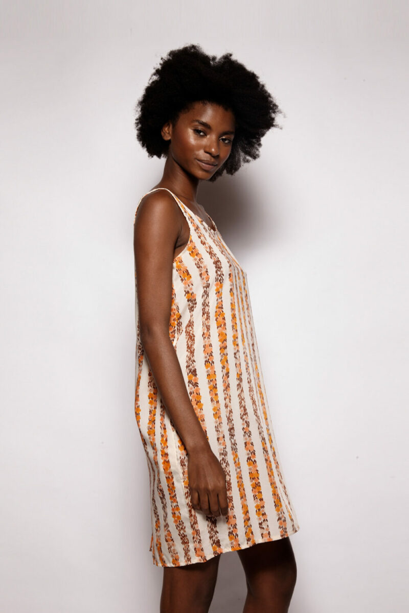 Vestido AMP Regata Botões Listrado Floral - Imagem 2