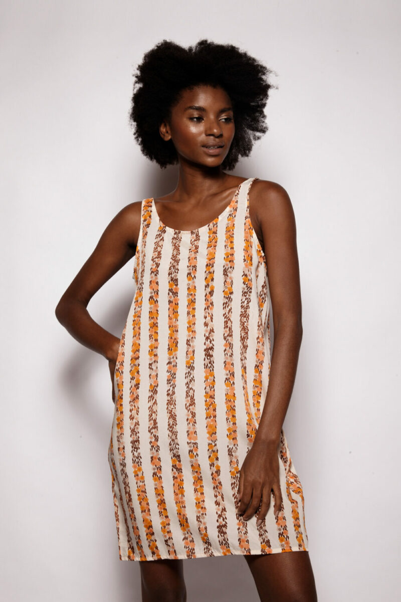 Vestido AMP Regata Botões Listrado Floral - Imagem 3