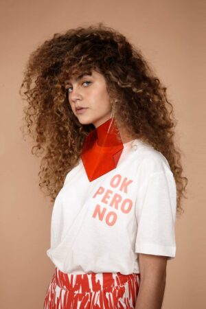 Camiseta de malha off-white estampada Ok Pero No