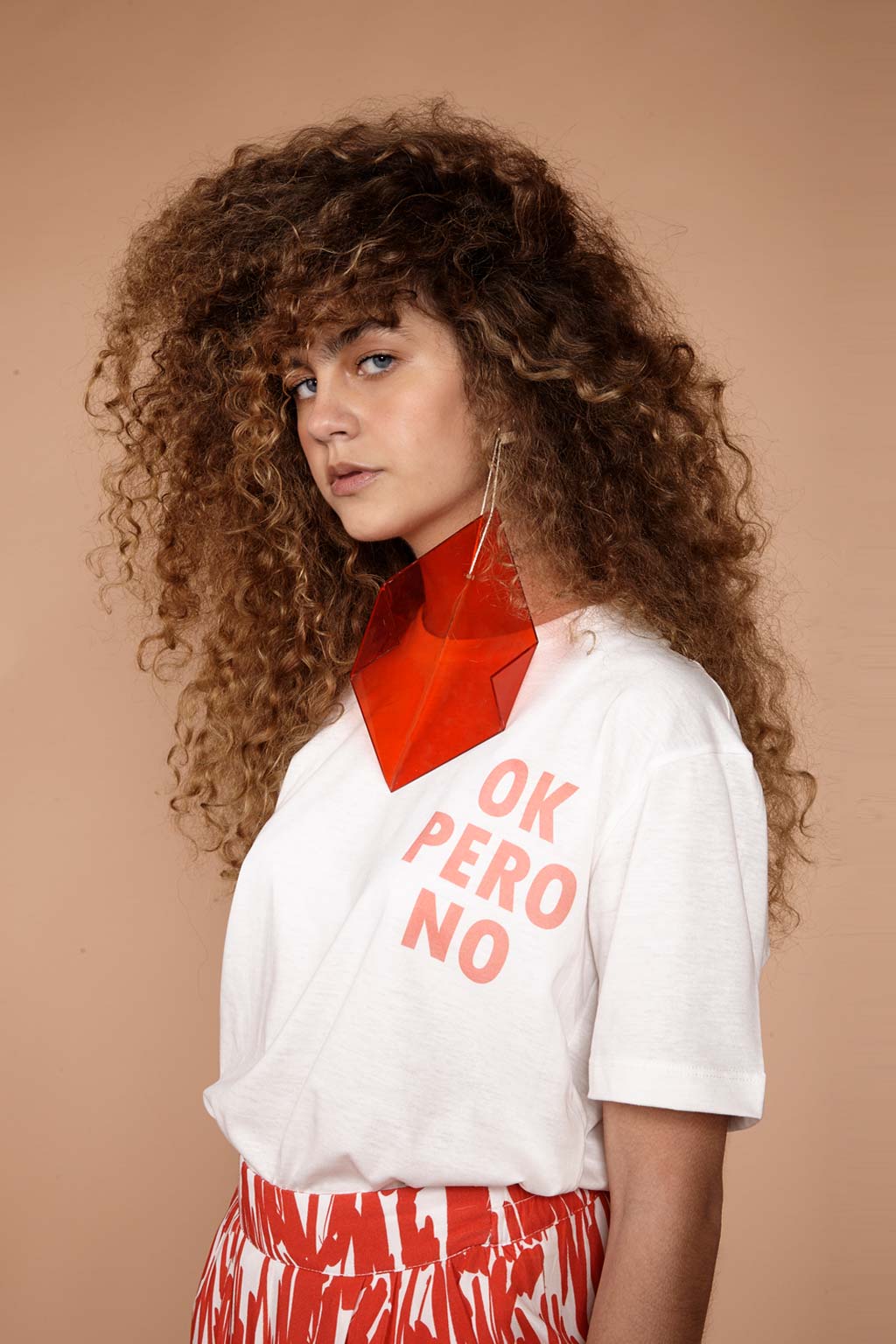 Camiseta de malha off-white estampada Ok Pero No