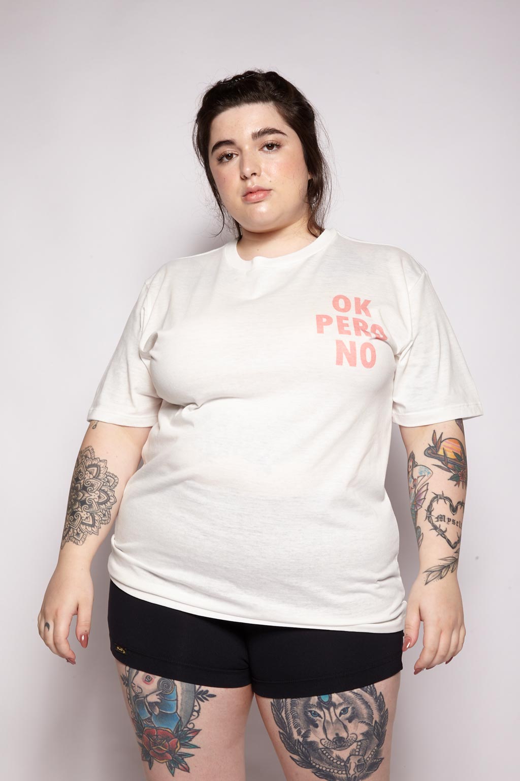 Camiseta de malha off-white estampada Ok Pero No