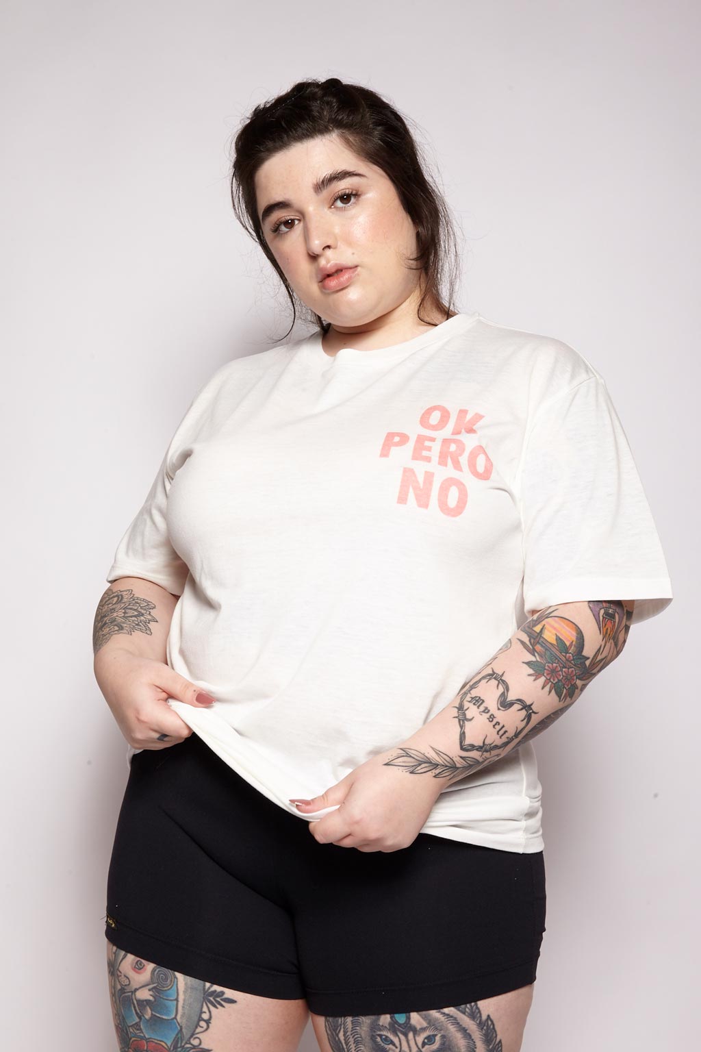 Camiseta de malha off-white estampada Ok Pero No