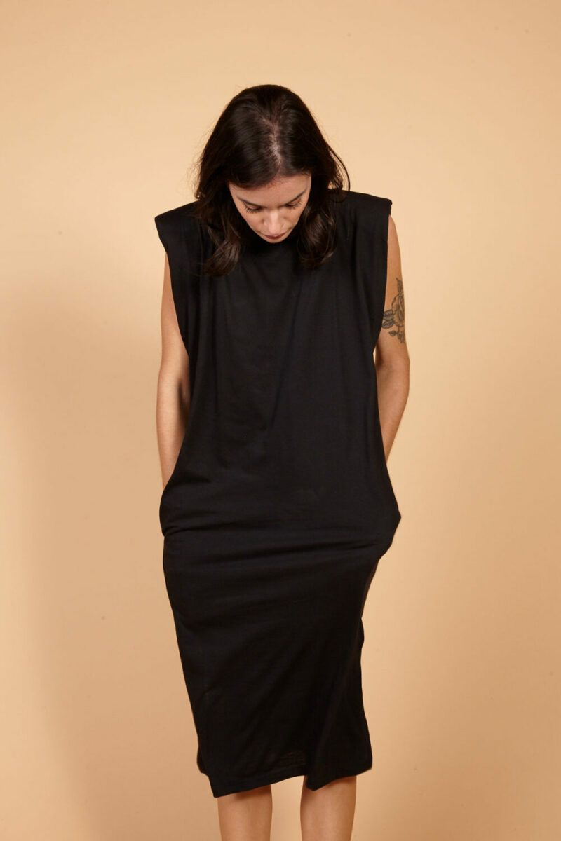 Vestido AMP Ombreira Midi Preto - Imagem 3