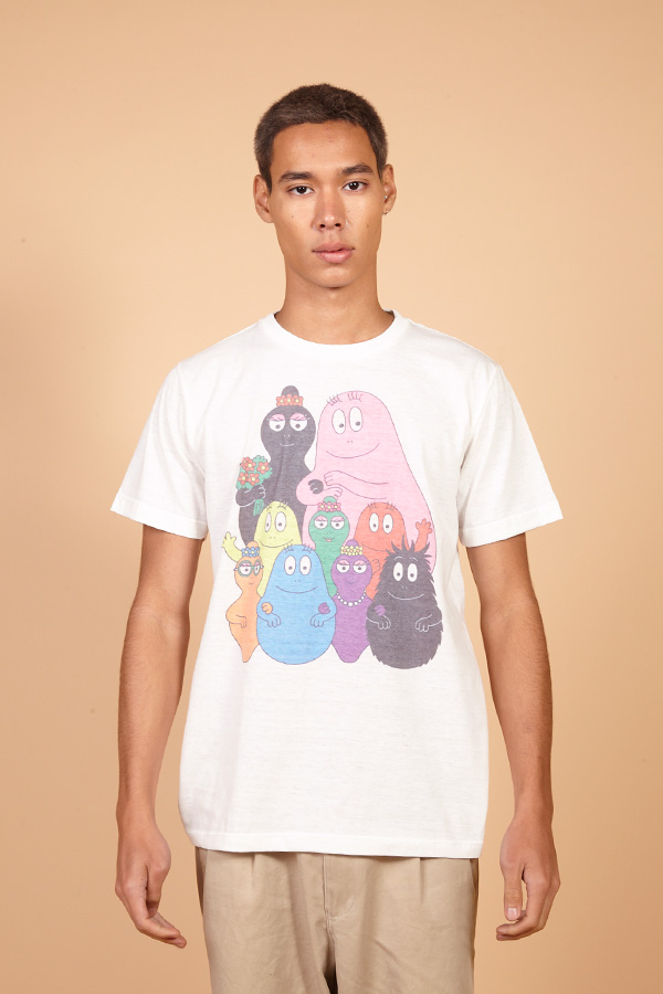 Camiseta de malha off-white estampada AMP Barbapapa