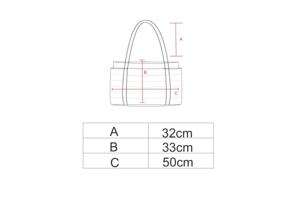 Tabela de medidas para a bolsa dois bolsos AMP