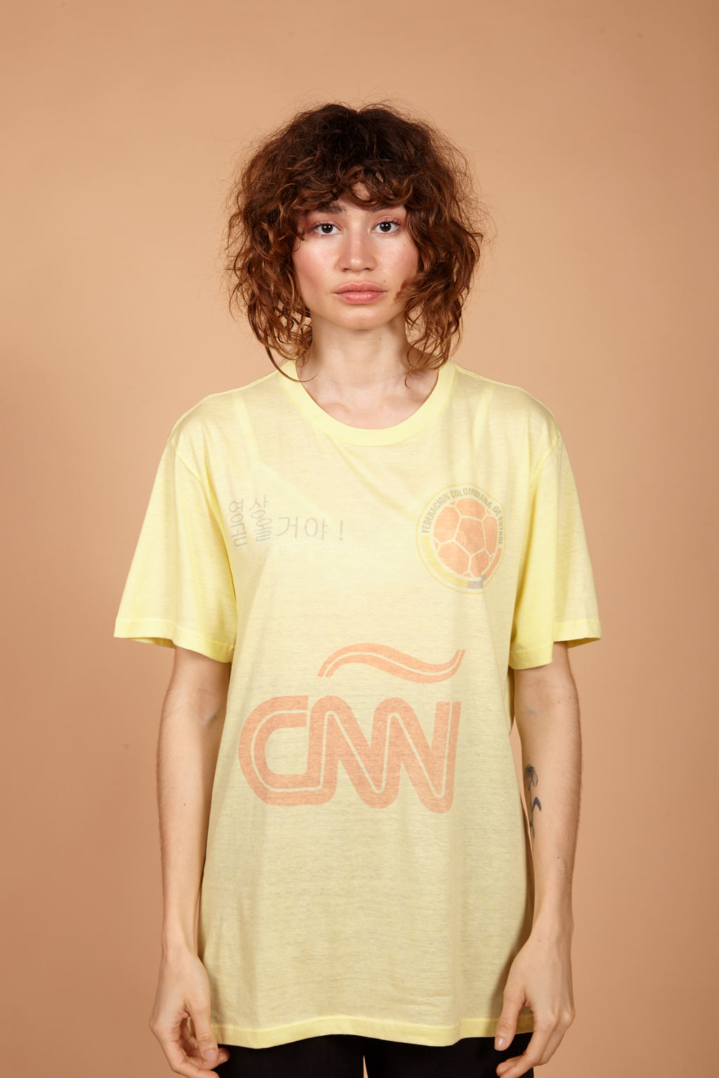 Camiseta da seleção da Colômbia em malha amarela estampada AMP