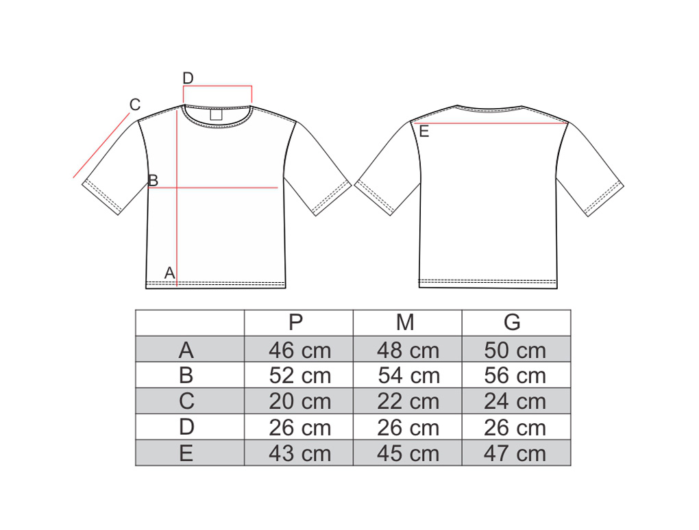 Tabela de medidas cropped AMP