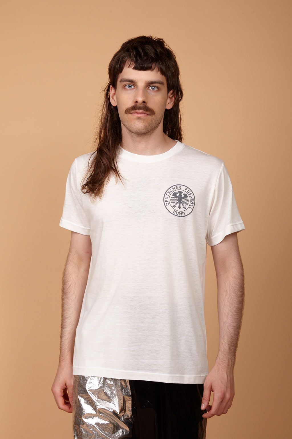Camiseta estampada Beckenbauer em malha off-white AMP