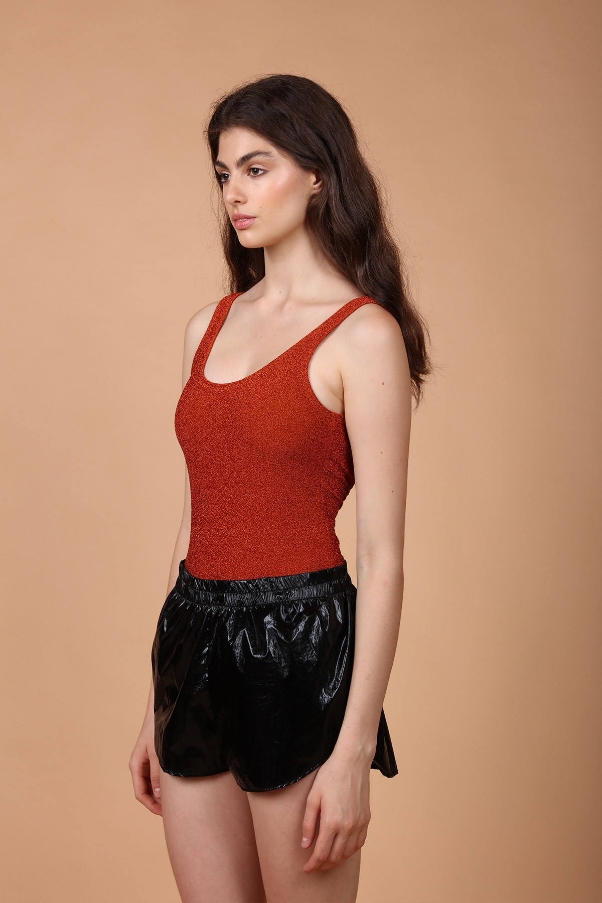 Body de lurex tijolo