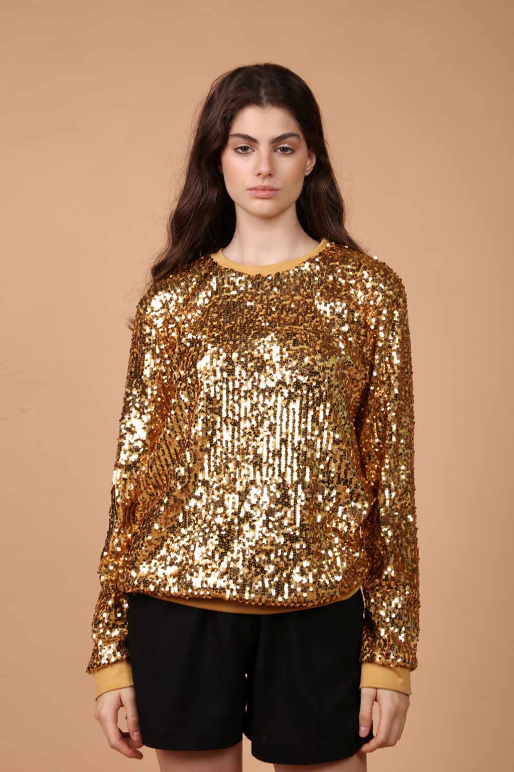 Moletom de paetê dourado