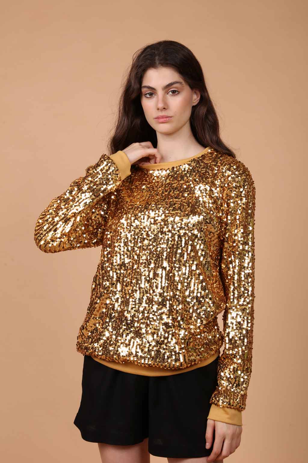 Moletom de paetê dourado