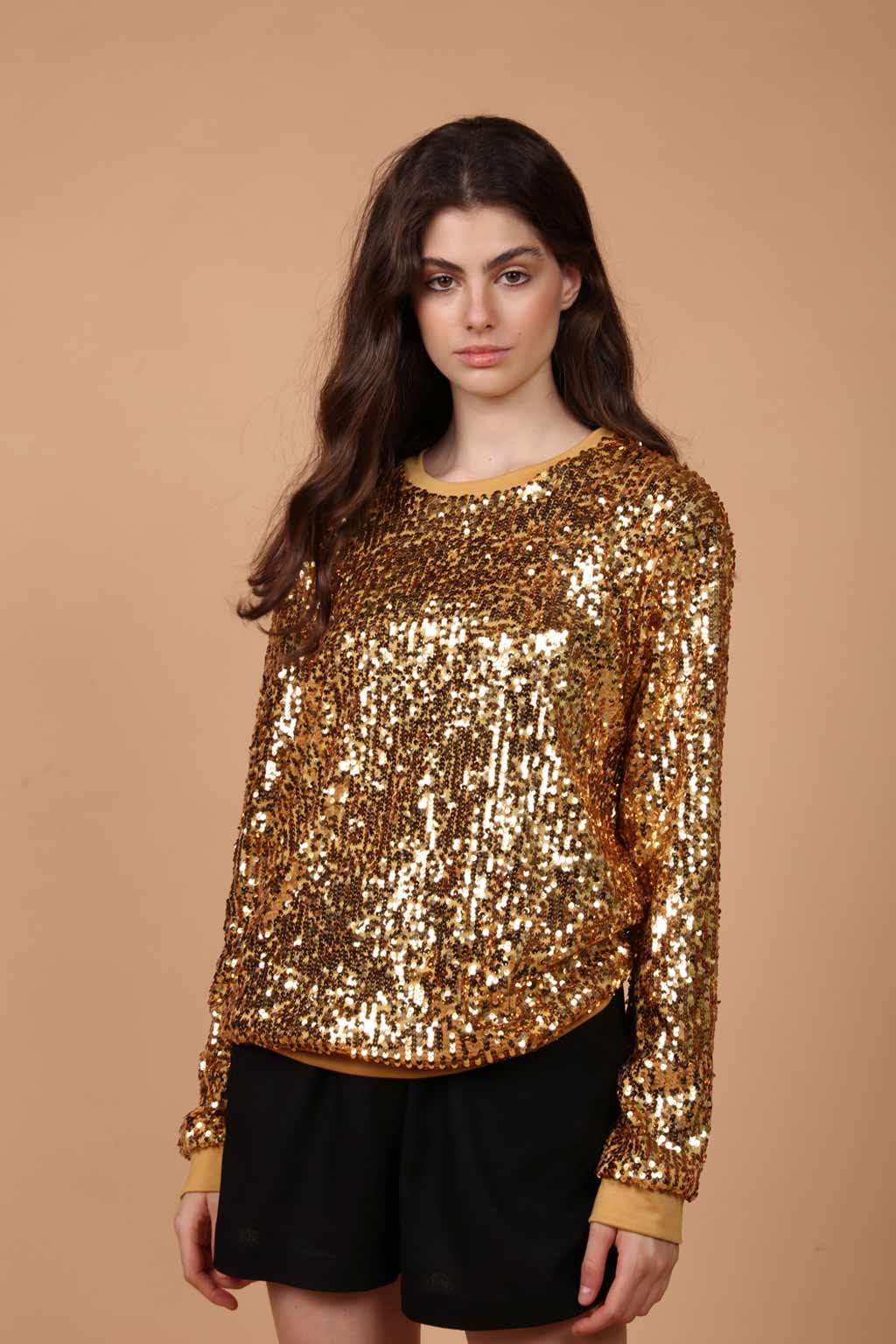 Moletom de paetê dourado
