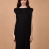 Vestido de linho com ombreira preto