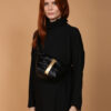 Vestido manga longa preto gola alta