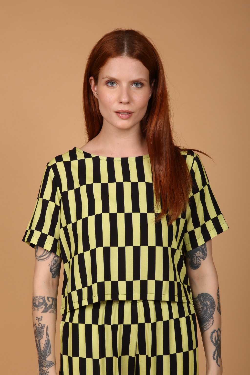 Cropped estampado Retângulos