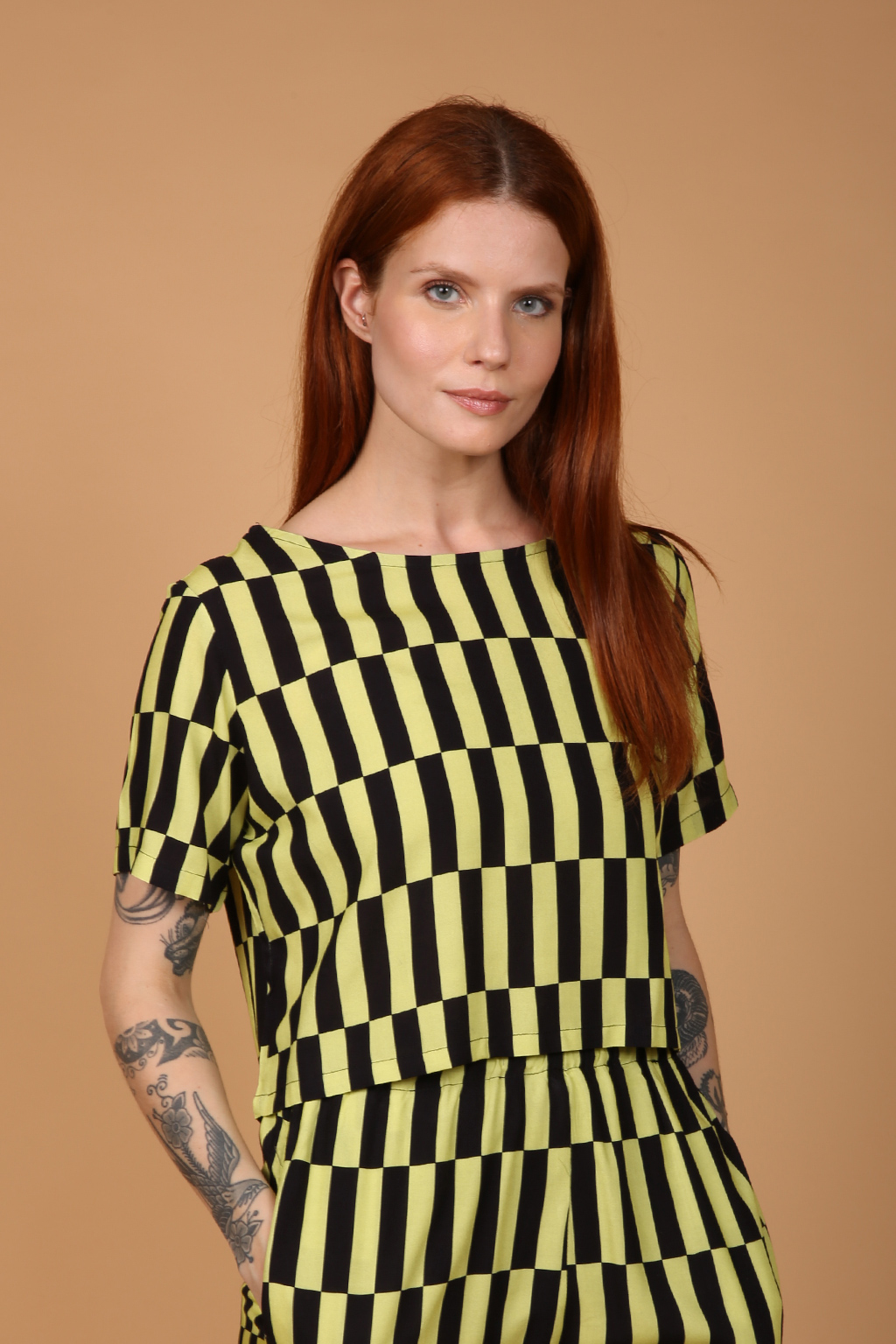 Cropped estampado Retângulos