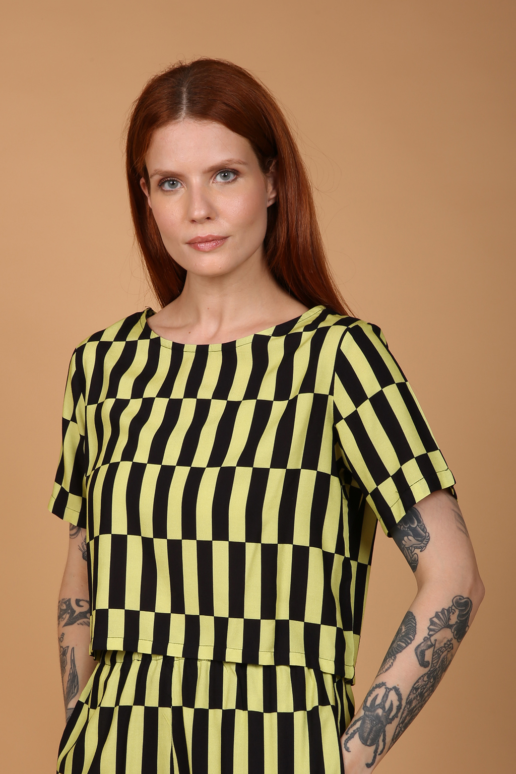 Cropped estampado Retângulos