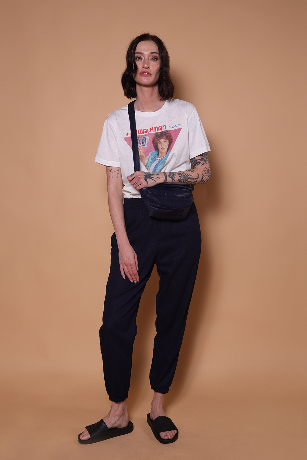 Calça jogger linho azul