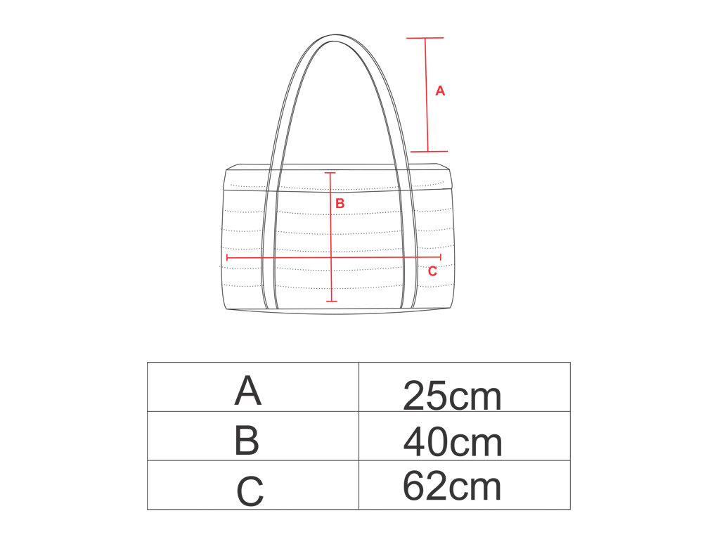 Tabela de medidas da bolsa viagem puffer