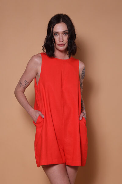 Macaquinho amplo linho laranja