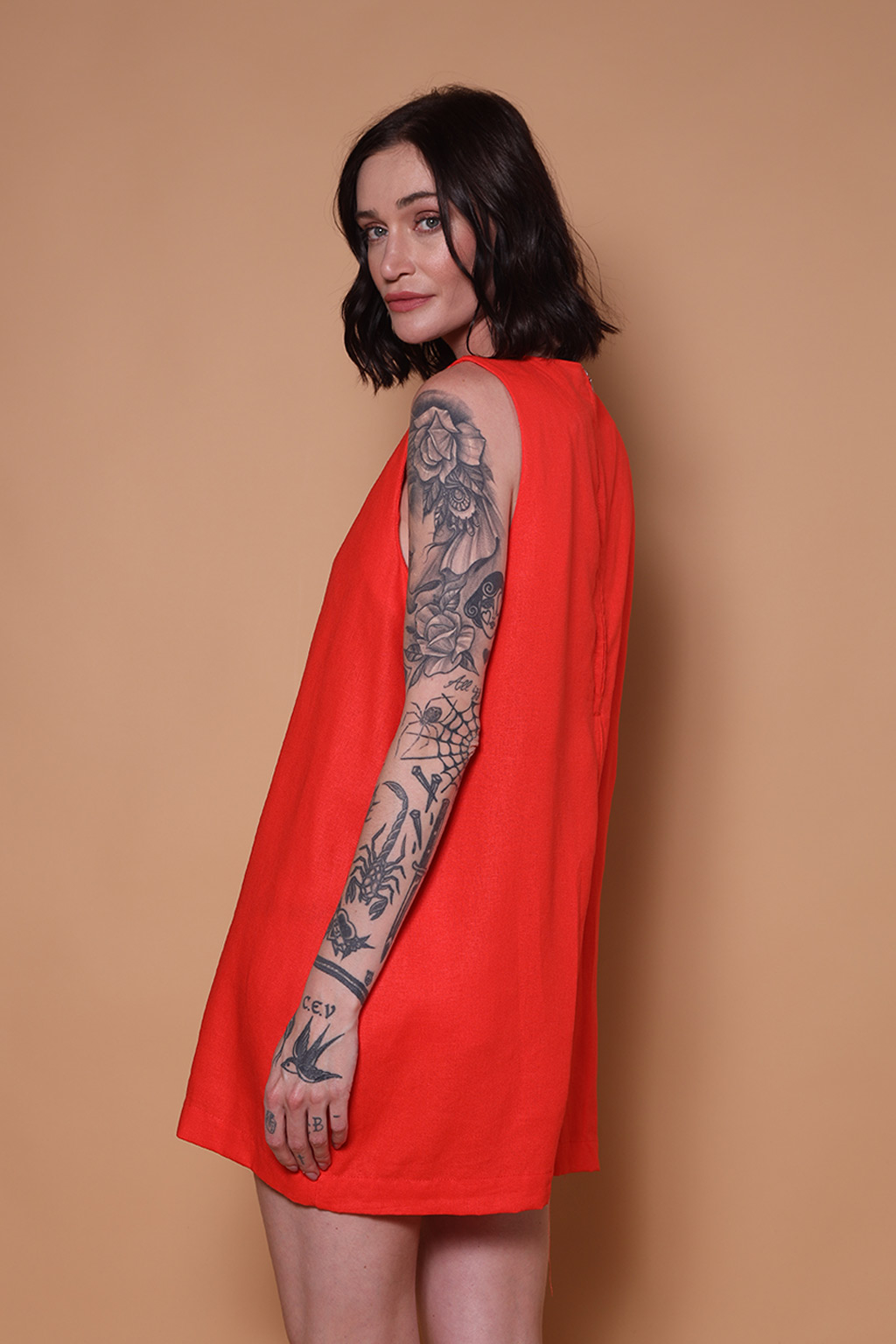 Macaquinho amplo linho laranja