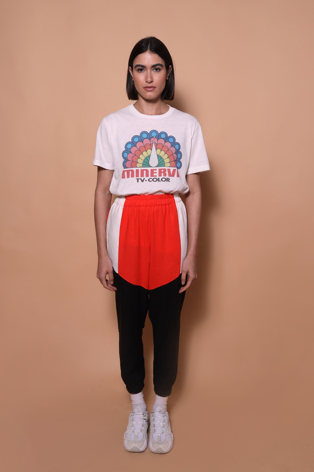 Calça jogger linho laranja com recortes