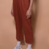 Calça reta linho tijolo