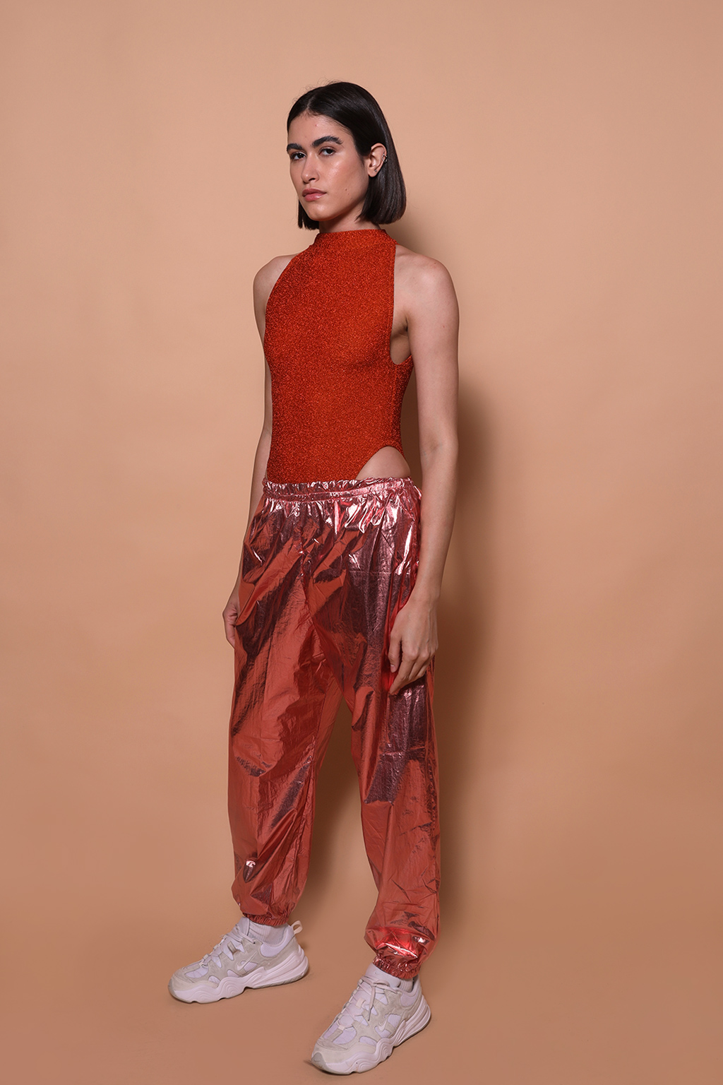 Body cavado lurex tijolo