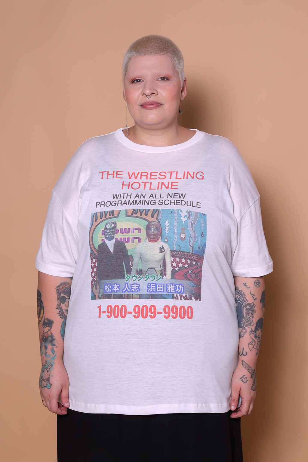 Camiseta oversize estampada Wrestling Hotline