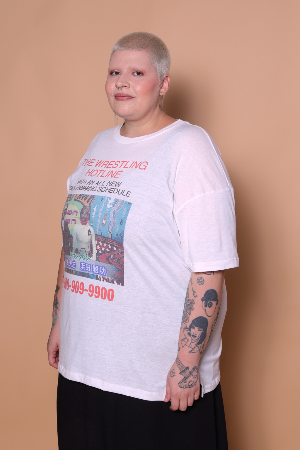 Camiseta oversize estampada Wrestling Hotline