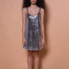 Vestido curto regata paetê prata