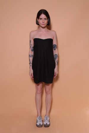 Vestido linho sem alça preto