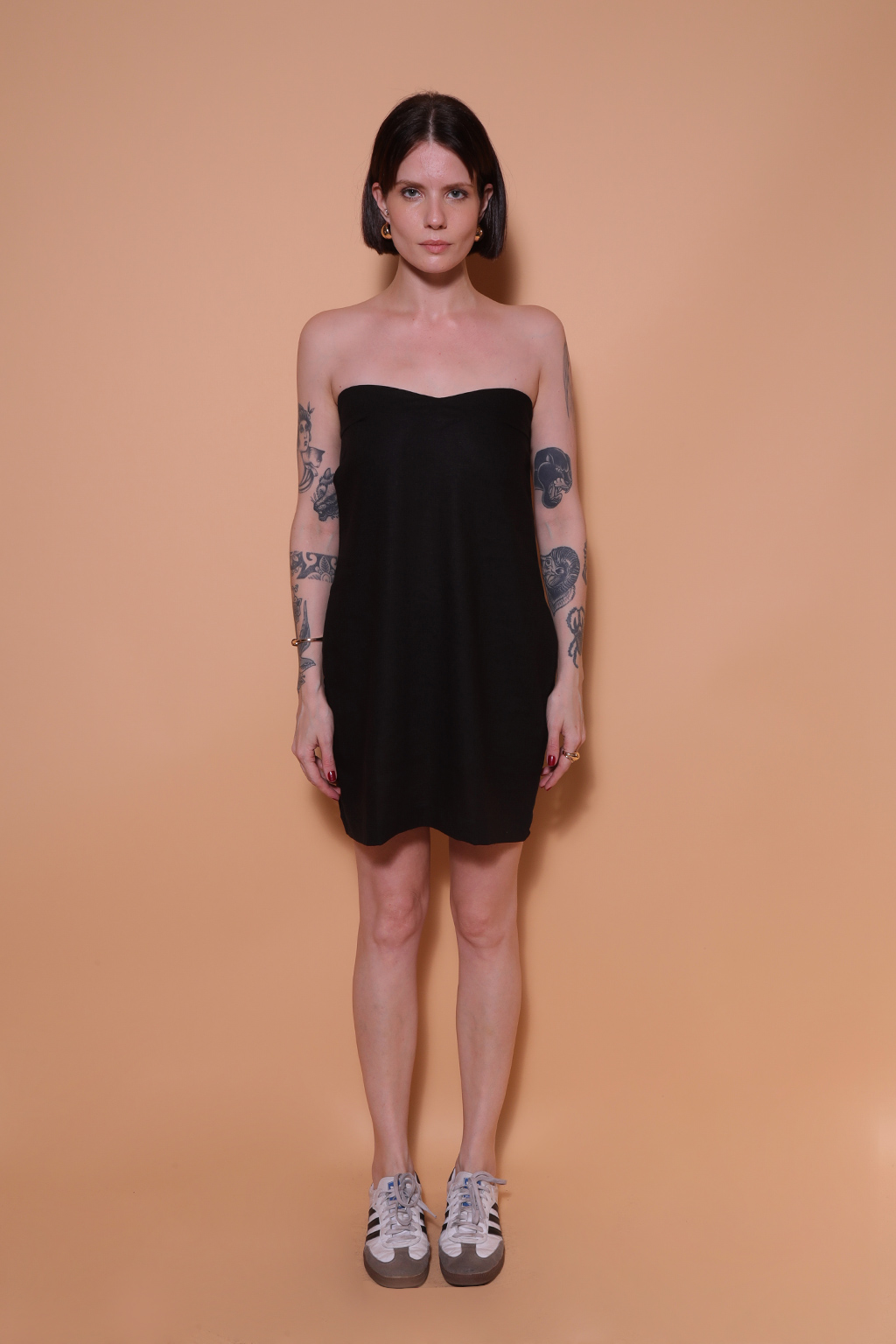 Vestido linho sem alça preto