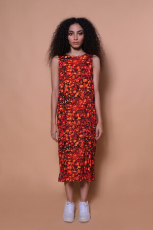 Vestido regatão estampado Pedras