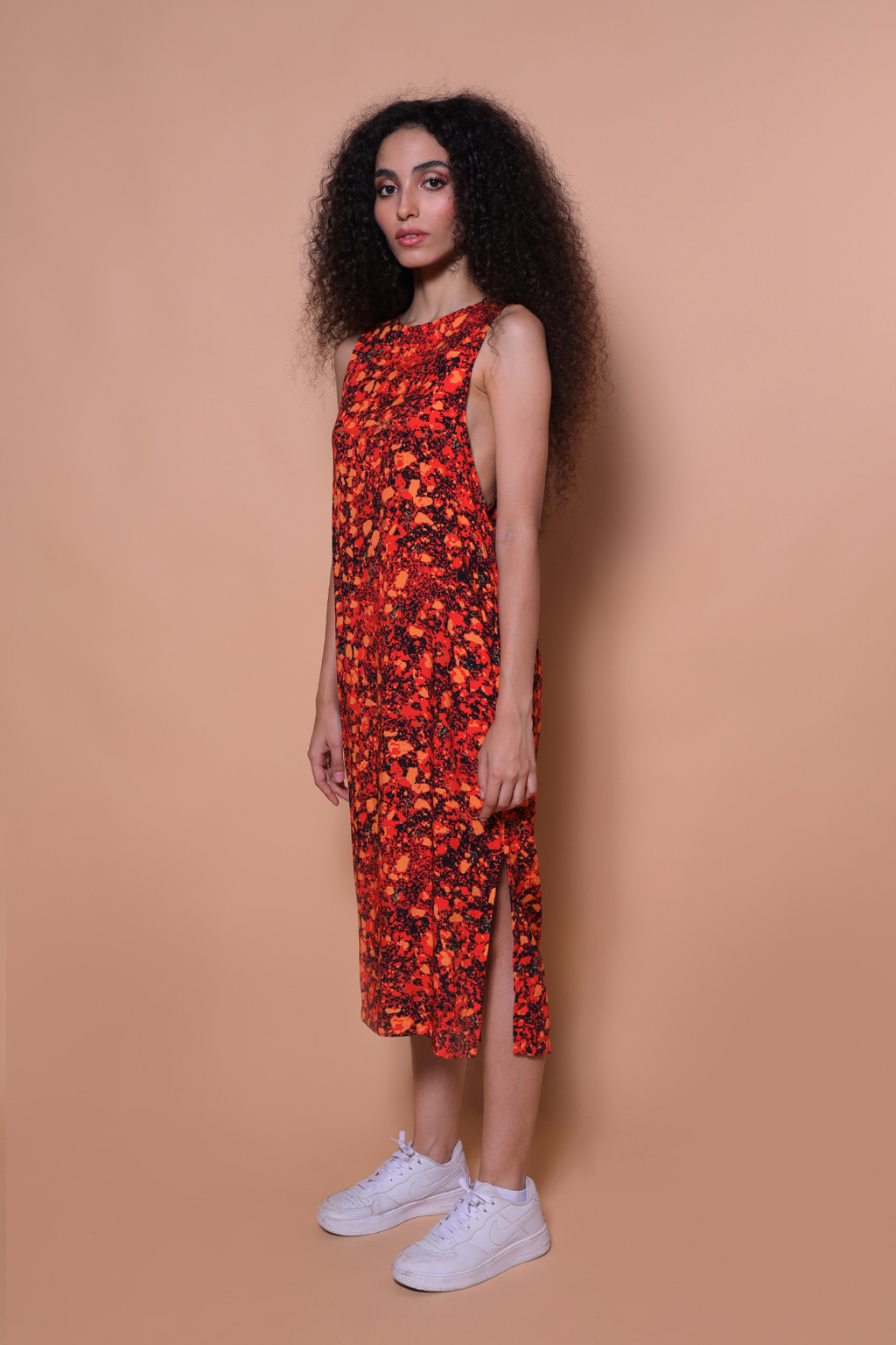 Vestido regatão estampado Pedras