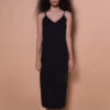 Vestido malha longo de alcinha preto