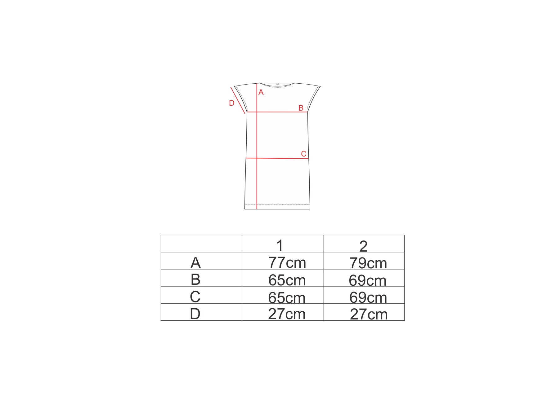 Tabela de medidas para a regata masculina AMP
