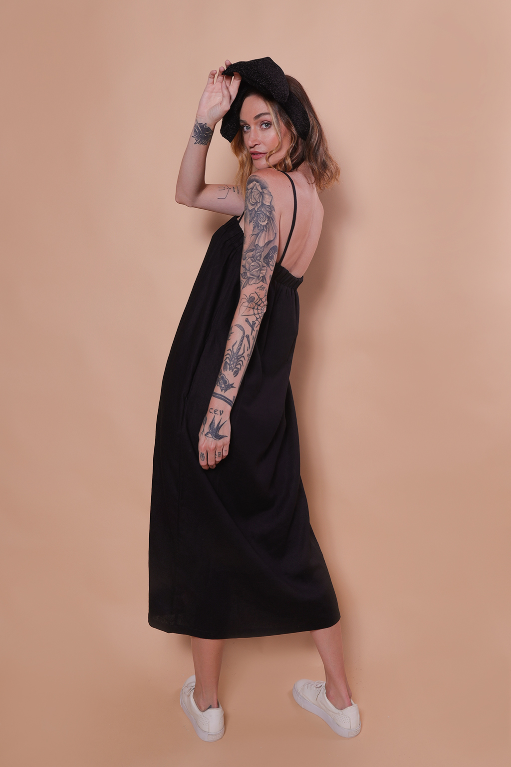 Vestido balonê linho preto