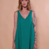 Vestido linho evasê verde