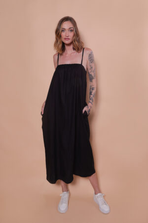 Vestido balonê linho preto