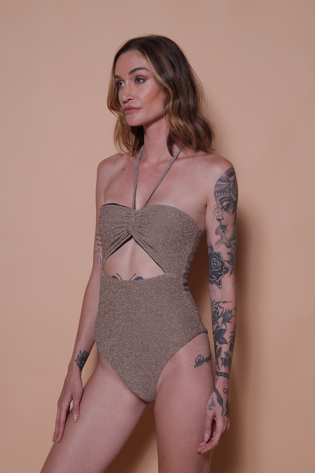 Body de lurex carnaval nude