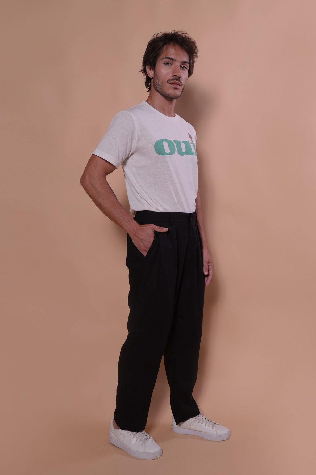 Calça alfaiataria linho preto