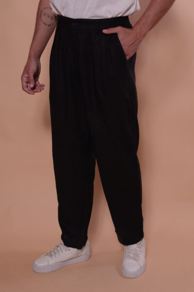 Calça alfaiataria linho preto