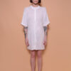 Vestido camisa off-white em gaze