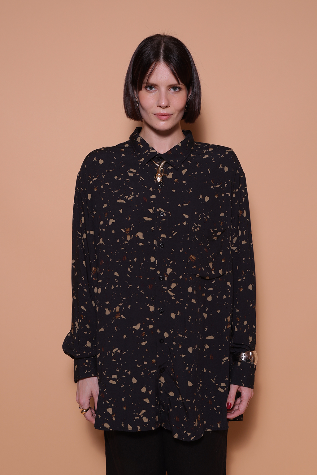 Camisa manga longa estampada Mármore